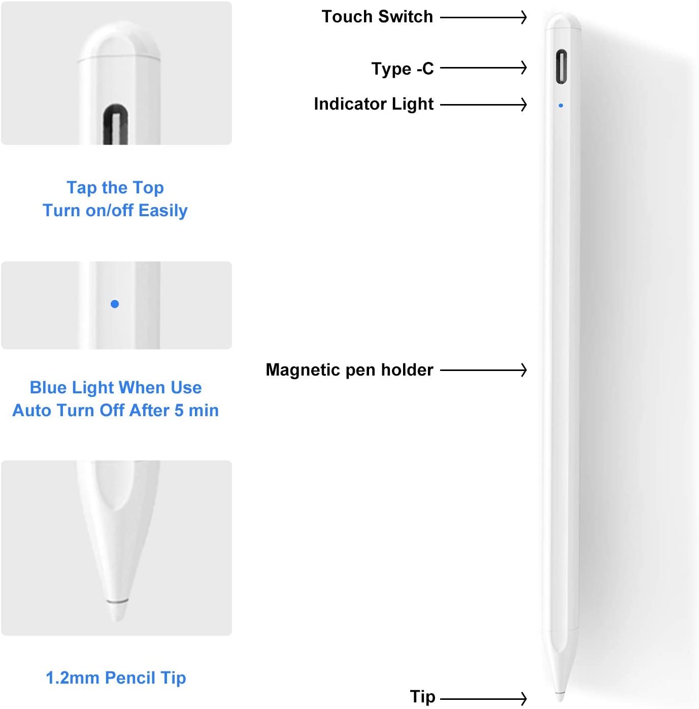 Stylus Pen till Apple iPad - Metall 18cm - Kompatibel med Apple Pencil 1 & 2