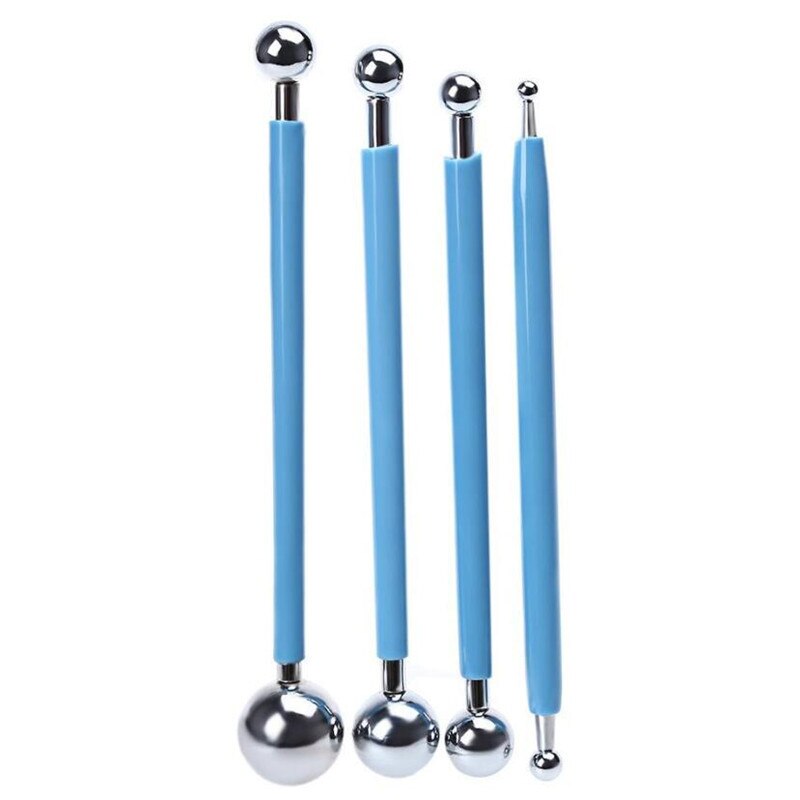 4 Stks/set Sugarcraft Playdough Tool Sculptuur Gereedschap Diy Rvs Polymer Clay Carving Pen Mold Mold Cake Decorating Gereedschap