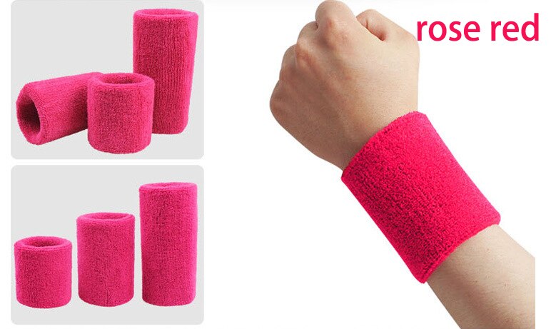 Muñequera deportiva de 8cm para hombre y mujer, 100% de muñeca de algodón para el sudor, Protector para tenis, baloncesto y bádminton: Rose