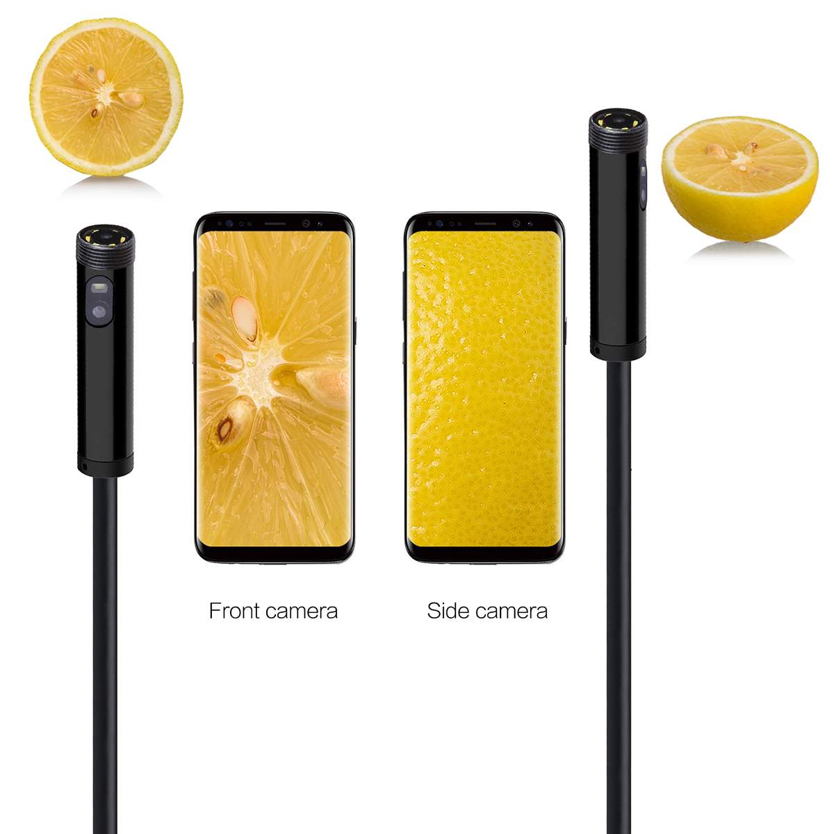 720P 3in1 Dual USB Endoscope Camera 2m 5m 10m Hard Cable Snake Inspection Camera 8mm 6 LED Borescope for Android PC Endoscope