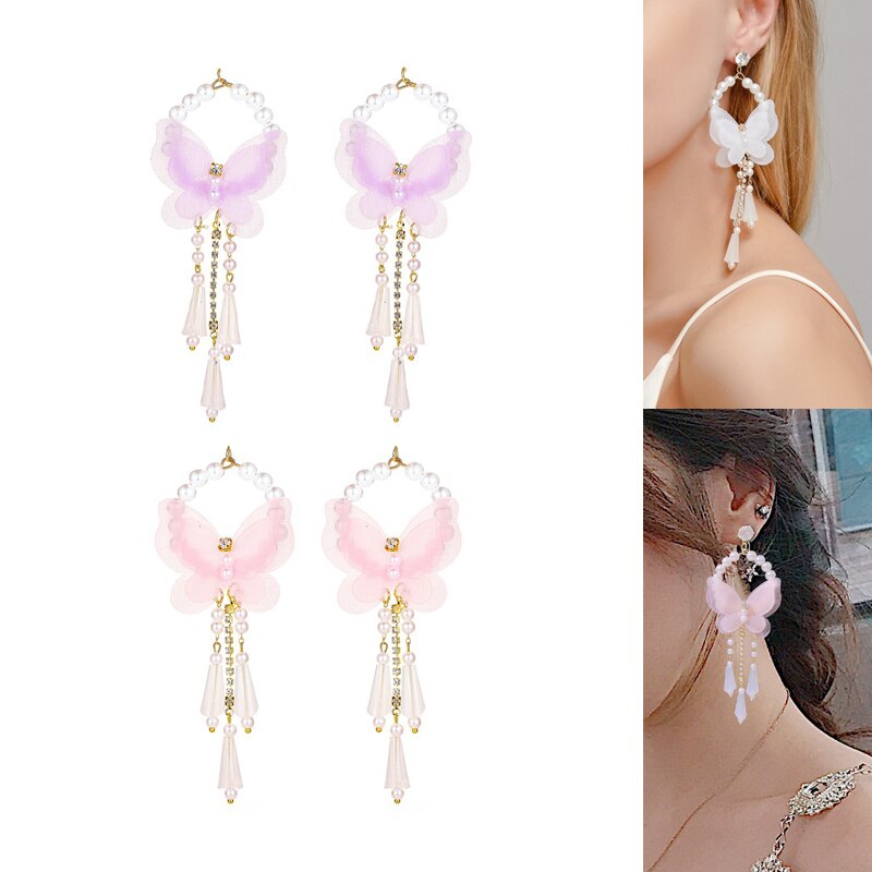 30Pcs Exaggerated Fairy Butterfly Pearl charm for DIY Earrings or Necklace Pendants and Jewelry Accessories ER152