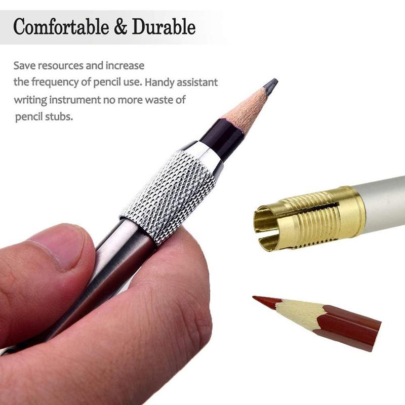 1pc Metal Pencil Extender Pen Holder Extension Pencil Rod Extender Random Long Holder Metal Rod Color Color Detachable Z0A9