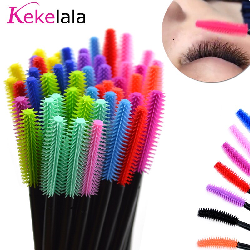 50/25Pcs Silicone Gel Eyelash Brushes Lash Extension Micro Mascara Wands Eyebrow Comb Spoolies Disposable Makeup Tool Applicator