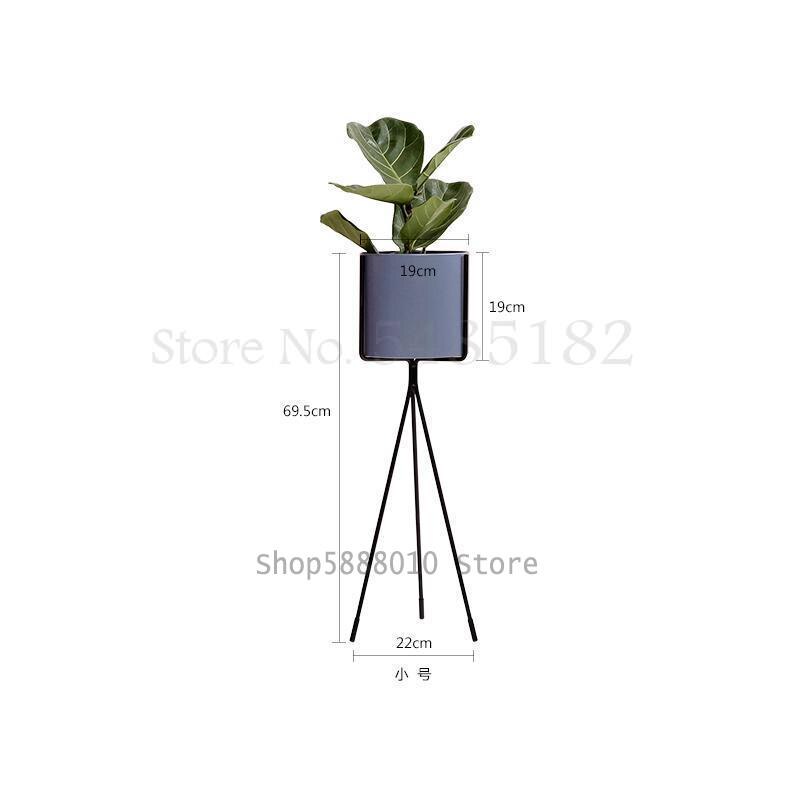 Scandinavische smeedijzeren bloemenstandaard, eenvoudig en stijlvol, balkon, woonkamer, binnen, staand, groen bloemenrek: 69.5 x 22 x 19cm 11