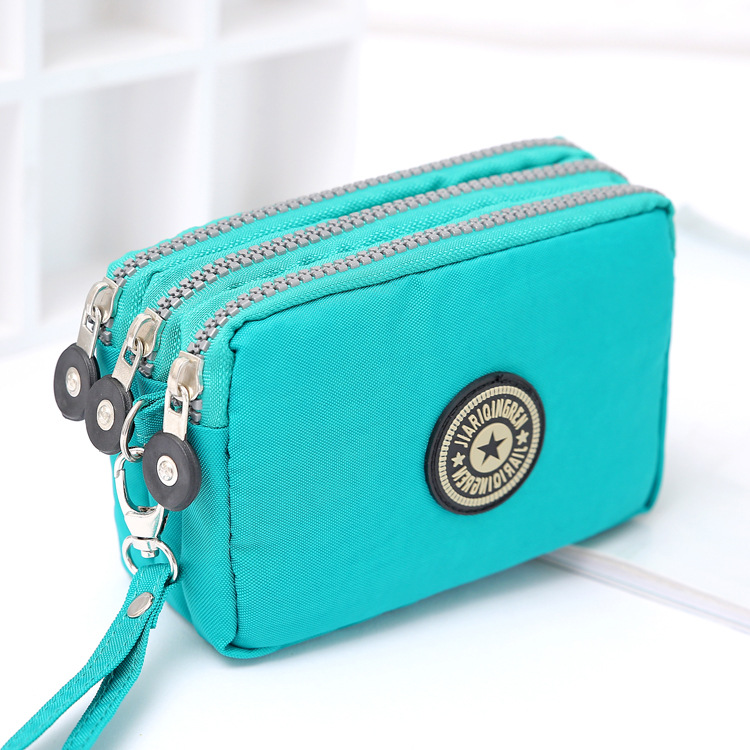 Cartera portátil con tres cremalleras para mujer, Mini bolso de gran capacidad, bolso de maquillaje, monedero, novedad: plum