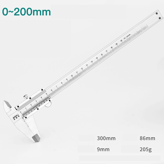 AIRAJ 150/200/300mm Vernier Calipers High-Precision Stainless Steel Calipers Household Decoration Measurement Manual Tools: 0-200mm
