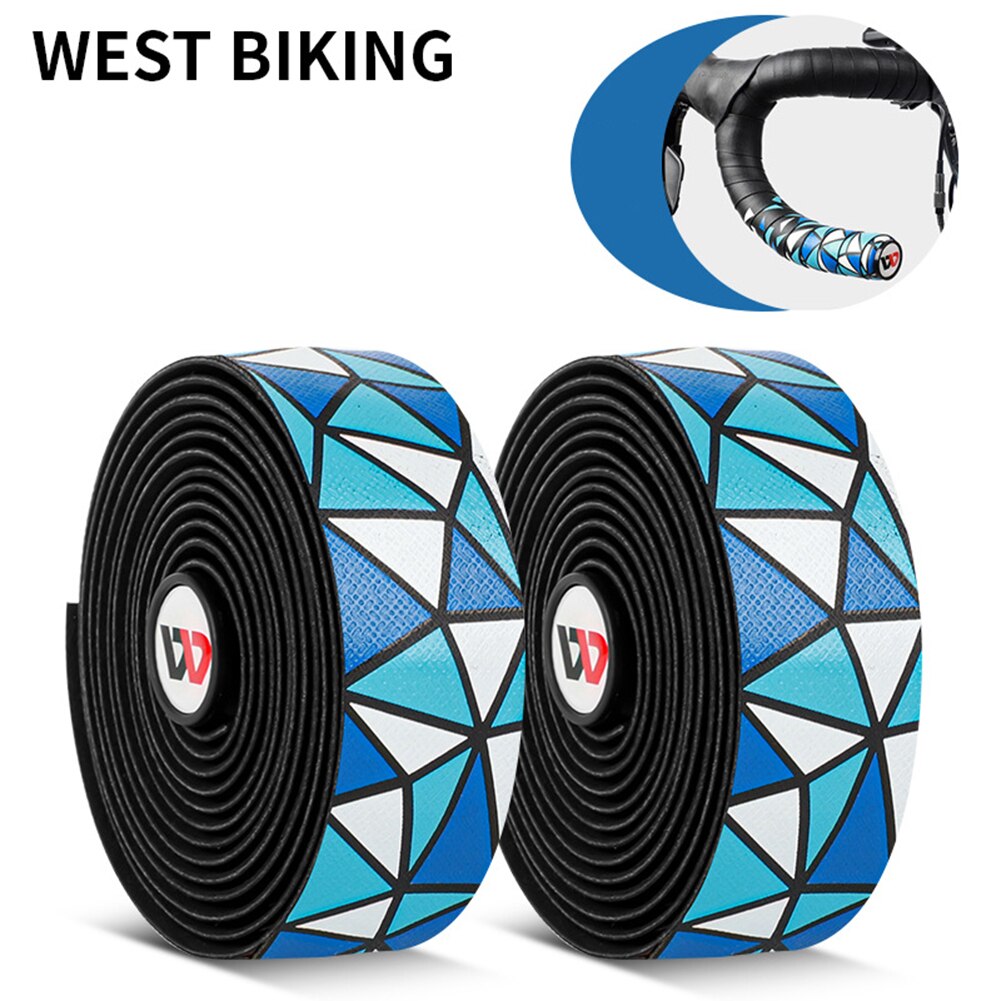 WEST RADFAHREN 2 Meter Rennrad Fahrrad Lenker Band Anti-skid Lenker Gürtel PU Band DIY Verband W/bar Plugs: Blue