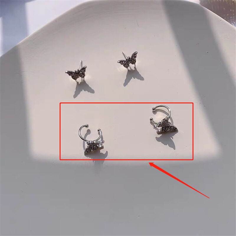 Kpop mini minimalistisk sommerfugl fe skinnende udsøgt æstetisk øreben klip ingen piercinger øreringe til kvinder egirl bff smykker: Et par øreklip