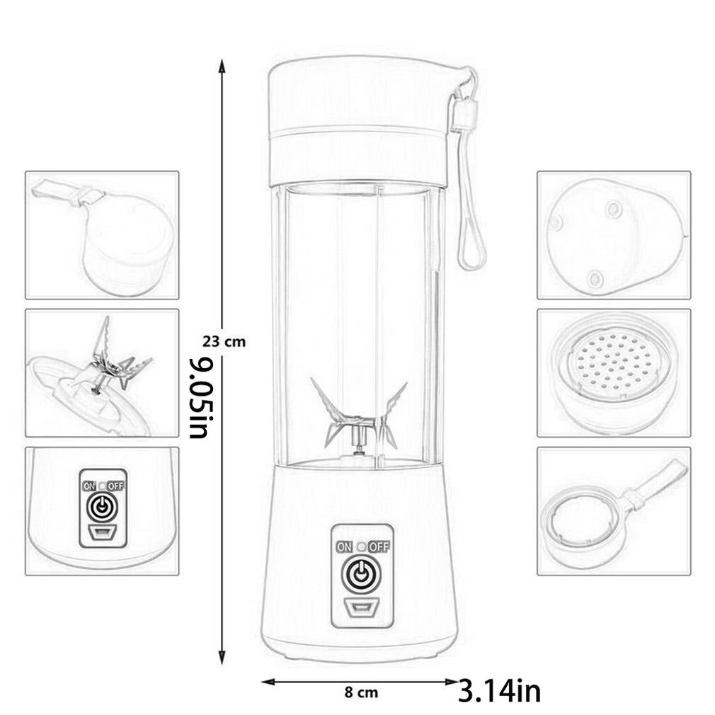 Draagbare Elektrische Fruit Juicer Machine Blender Smoothie Maker Usb Oplaadbare Multifunctionele Juicer Fles 380Ml