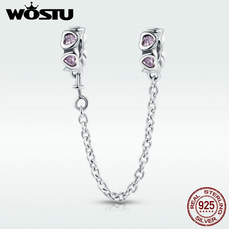 WOSTU Echtem 925 Sterling Silber Elegante Herz Ebene Perlen passen Original Charme Armbinde Für Frauen Schmuck SCC562