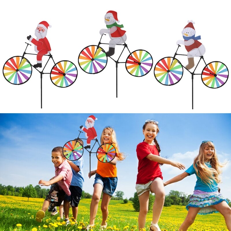 3D duży święty mikołaj na rowerze wiatraczek wiatraczek bąk dziedziniec wystrój ogrodu Y4UD