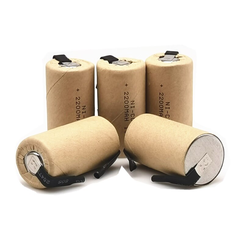 Sc nicd -akut 1.2v 2200 mah sub c ni-cd ladattava akku sc batteria sähköisille ruuvimeisselille porat sähkötyökalut