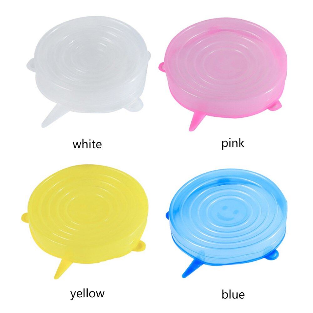 Cubierta protectora Universal de silicona para alimentos, 6 uds., funda para tapa, recipiente flexible, funda para alimentos frescos, funda para microondas, accesorios de cocina
