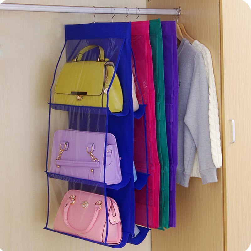 Double-Sided Six-layer Bag Hanging Bag Nonwoven Fabric Hanging Handbag Hanging Storage Bag Multilayer Dustproof Hanging Bag