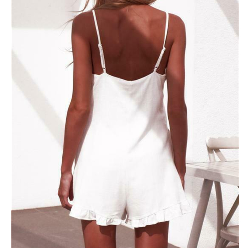 Combinaison de combat sans manches pour femmes, solide, vêtements de plage de , Mini short, ample, barboteuse, collection décontracté