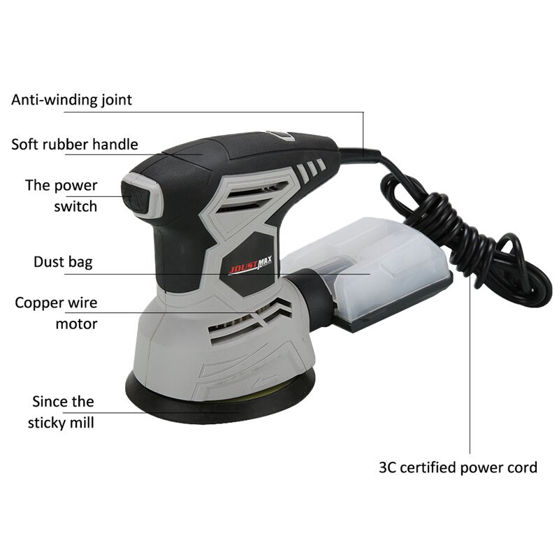 250W Electric Wood Sander Furniture Metal Polisher Sander Paint Grinder DIY Power Tools Buffer Grinding Machine Woodworking Tool