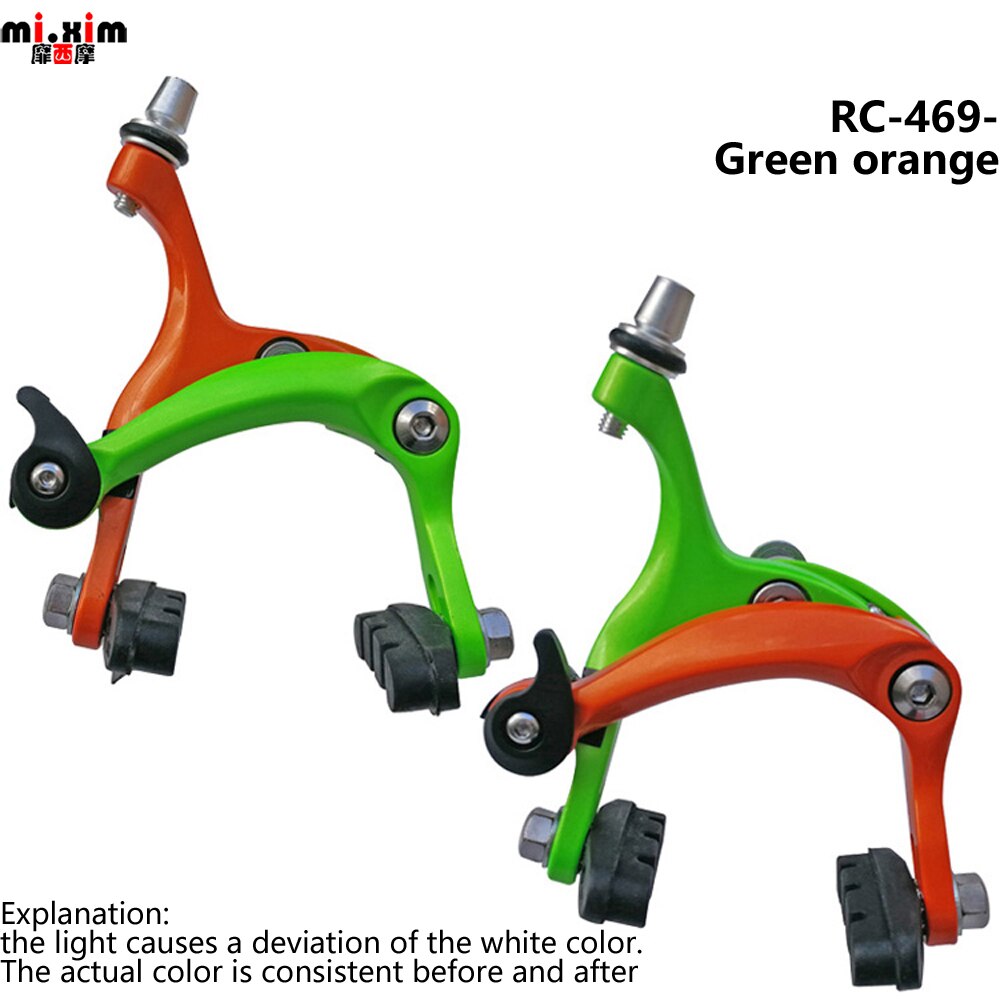 MI.XIM Road Alloy Bike Brake Caliper Set 47-57mm Reach Front Rear Bicycle Brakes Cycling Brake Resin 55mm: Orange green