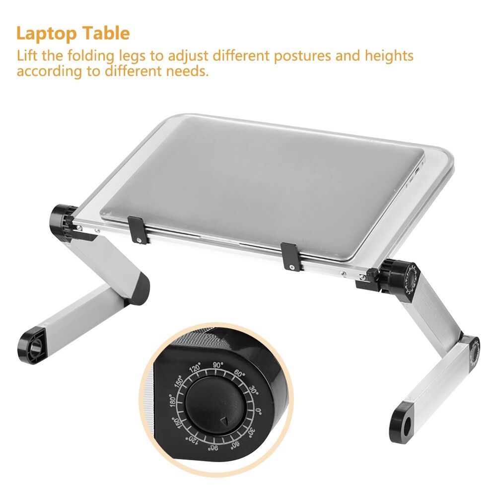 Aluminum Alloy Laptop Portable Foldable Adjustable Laptop Desk Computer Table Stand Tray Notebook Lap PC Folding Desk Table