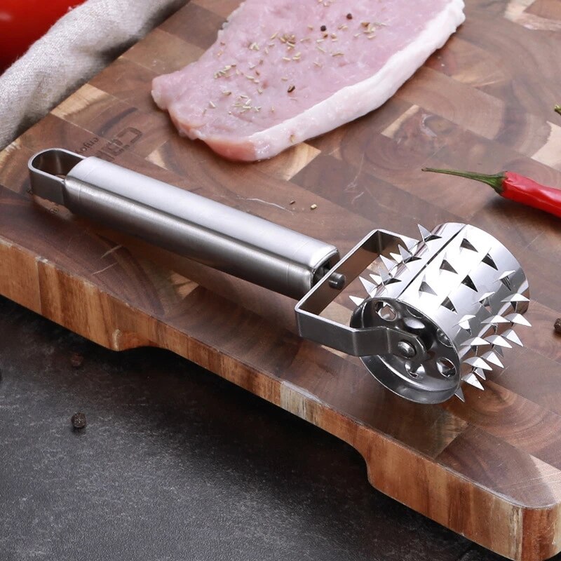 Kitchen Accessories Gadget Stainless Steel Meat Tenderizer Meat Hammer Baking Puncture Wheel Rolling Needle Puncture Knife