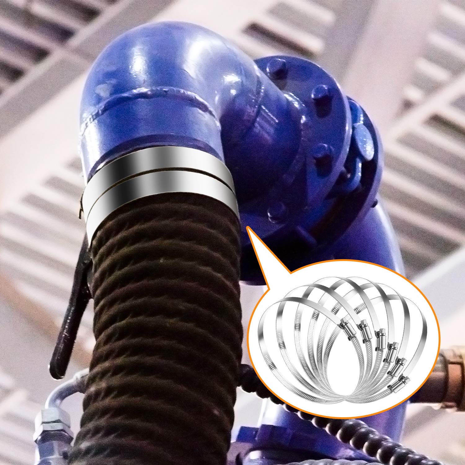 6pcs 6 Inch Large Size Hose Clips 304 Stainless Steel Duct Clamps Worm Gear Adjustable 141mm-165mm Hose Clamp