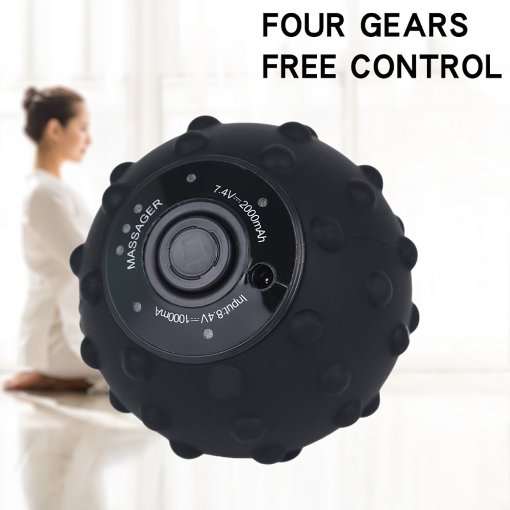 Electric Massage Ball 4-Speed Vibrating USB Rechargeable Training Yoga Fitness Full Body Ache Pain Massager