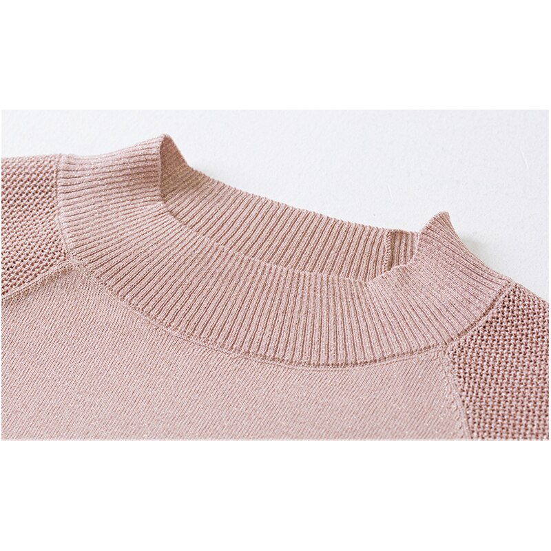 Halv rullekrave dame sweater tynd sommer strikket elastik korte ærmer udhulet kvinde tøj sweater dame pullovere
