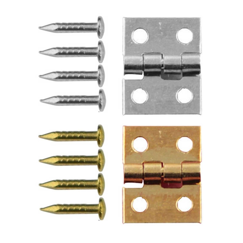 100 Pieces Mini Copper Hinge Jewelry Box Folding Hinges Light Duty Butt Hinge Small Furniture Hardware with Screws