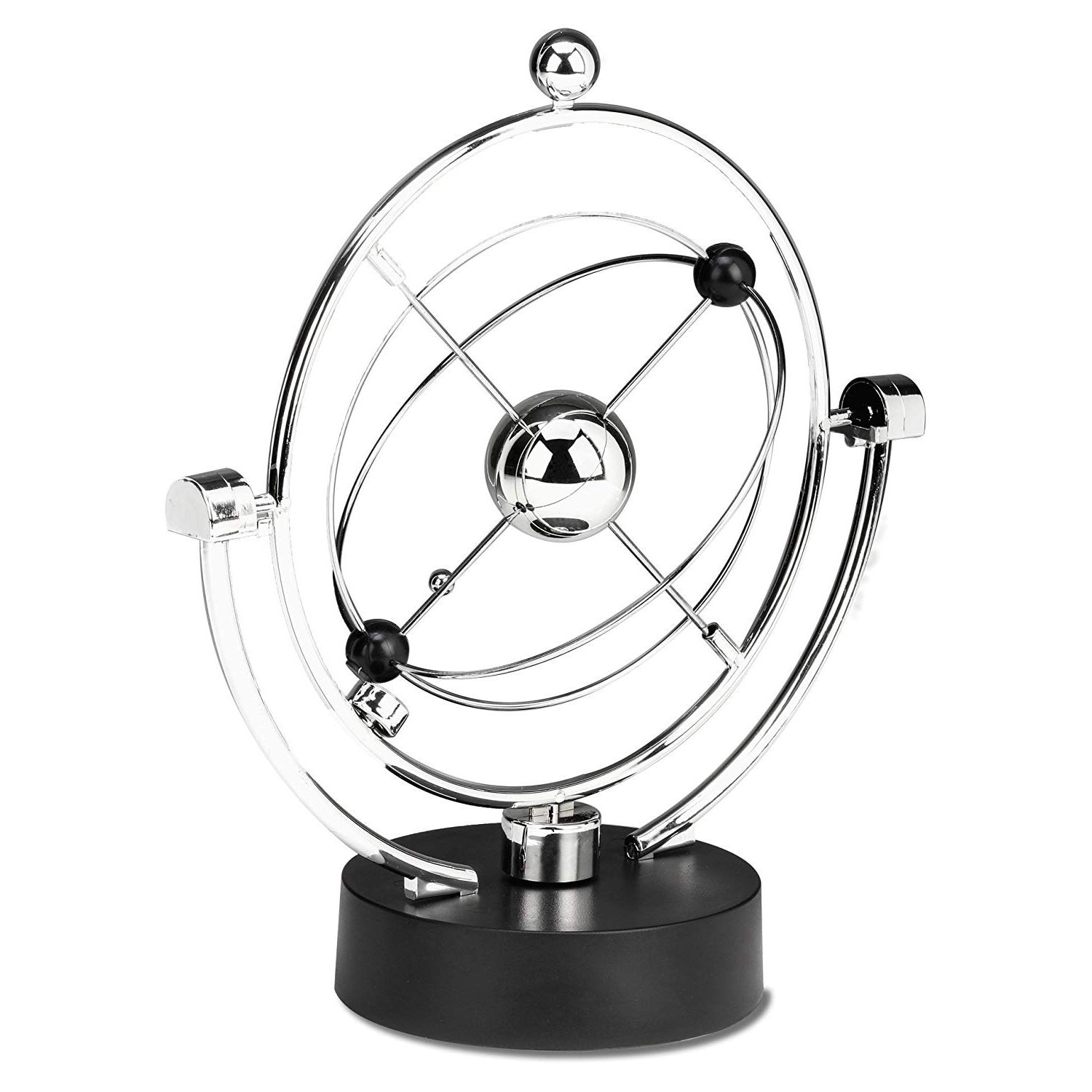 Perpetual Motion Desk Sculpture Toy - Kinetic Art Galaxy Planet Balance Mobile - Magnetic Executive Office Home Decor Tabletop