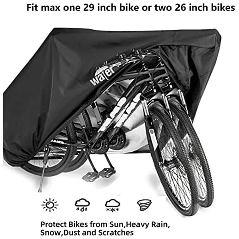 Housse de vélo pour 1 ou 2 vélos, housse de vélo étanche 210T, protection de stockage pour vélo d'extérieur, anti-poussière, contre les UV et le soleil