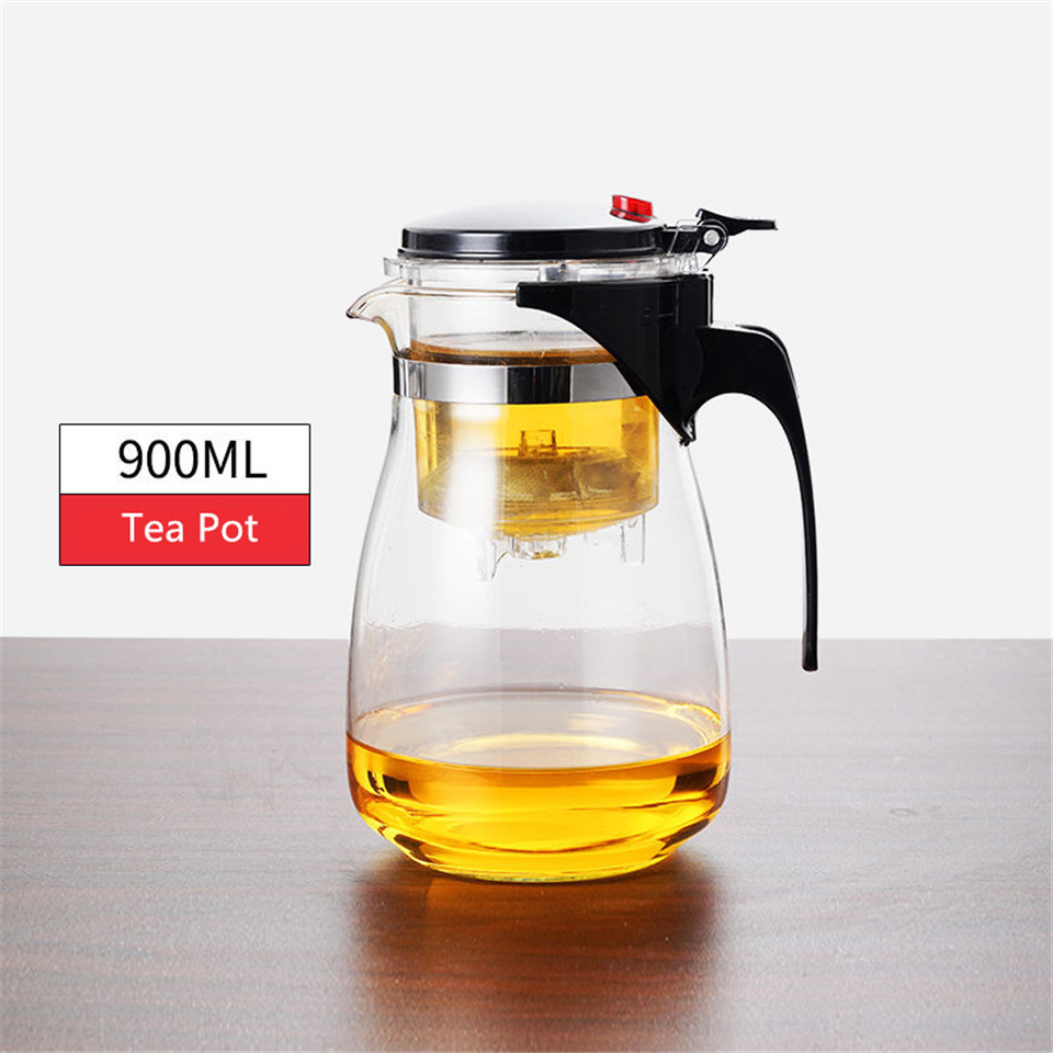 Tekanna värmebeständigt glas te krukor te infusionsanläggning kinesisk kung fu te uppsättningar vattenkokare kaffeglas tillverkare bekvämt kontors te set: 900ml tekanna