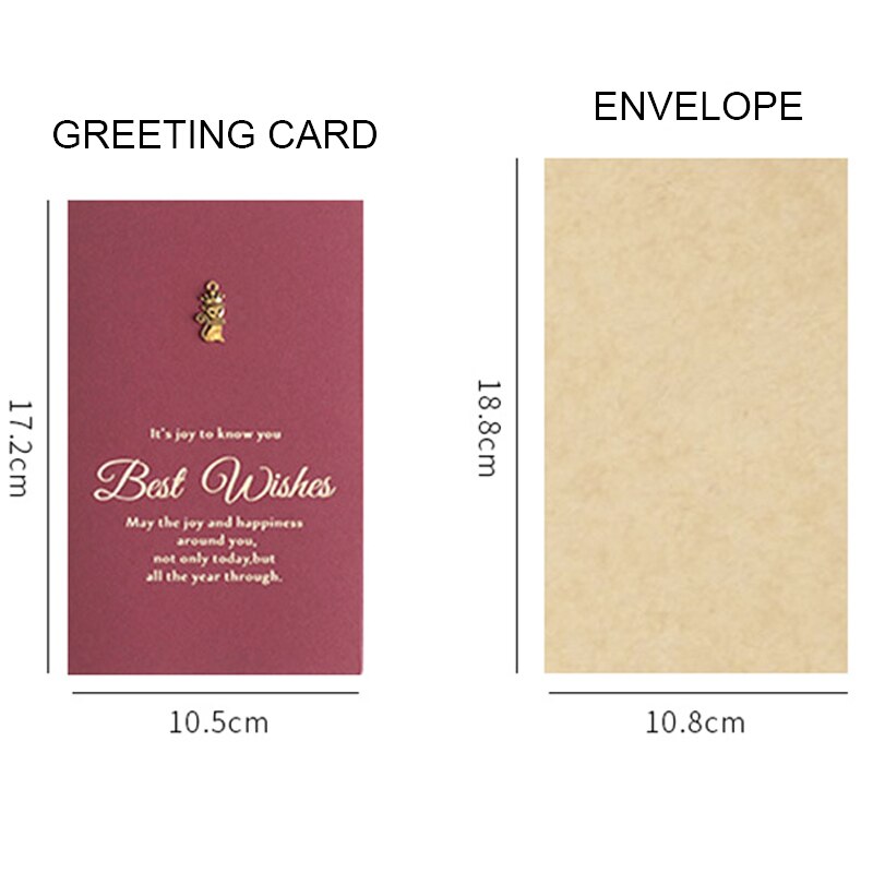Retro Metal Bronzing Greeting Card Birthday Party Blessing Card Adult Wedding Thanksgiving Message Christmas Card