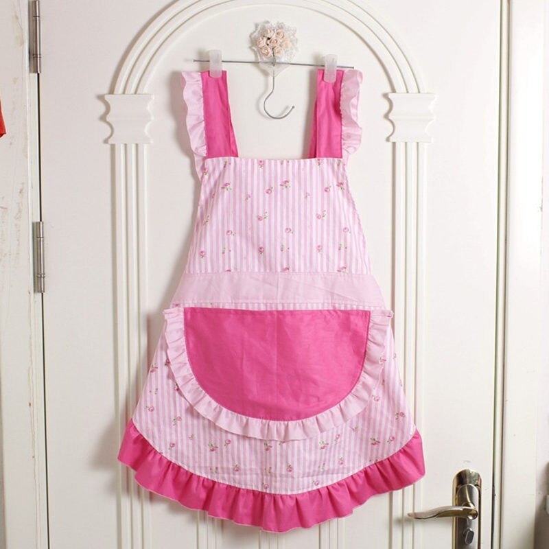 Korean style ruffle lace aprons for women baking mats apron kitchen helper cooking gloves princess pocket not waterproof