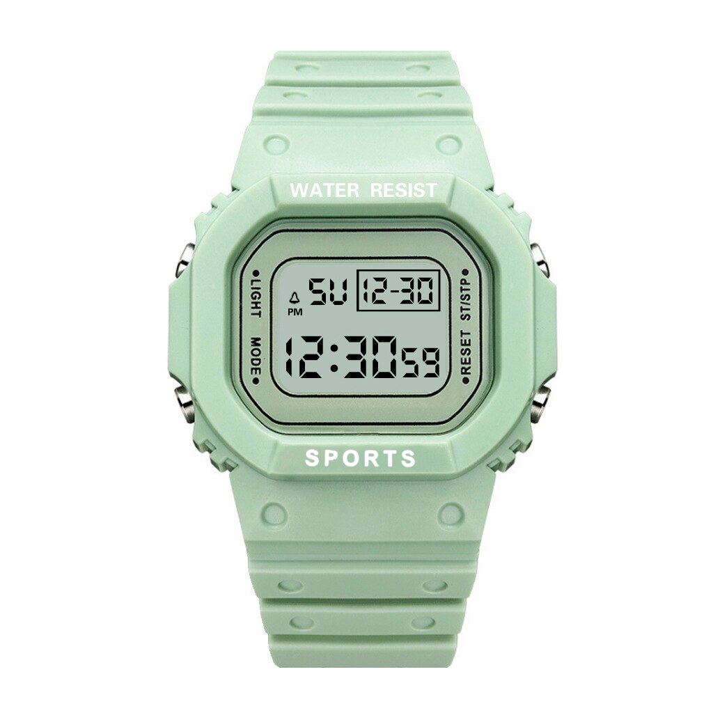 Mode Rechthoek Led Digitale Horloges Vrouwen Sport Horloges Waterdicht Multifunctionele Elektronische Horloges Vrouwen Unisex Horloge: green