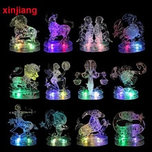 Assembly Horoscope 3D Crystal Puzzle Flashing LED Light Kids 12 Constellations Horoscope Jigsaw Puzzle Toys For Kids