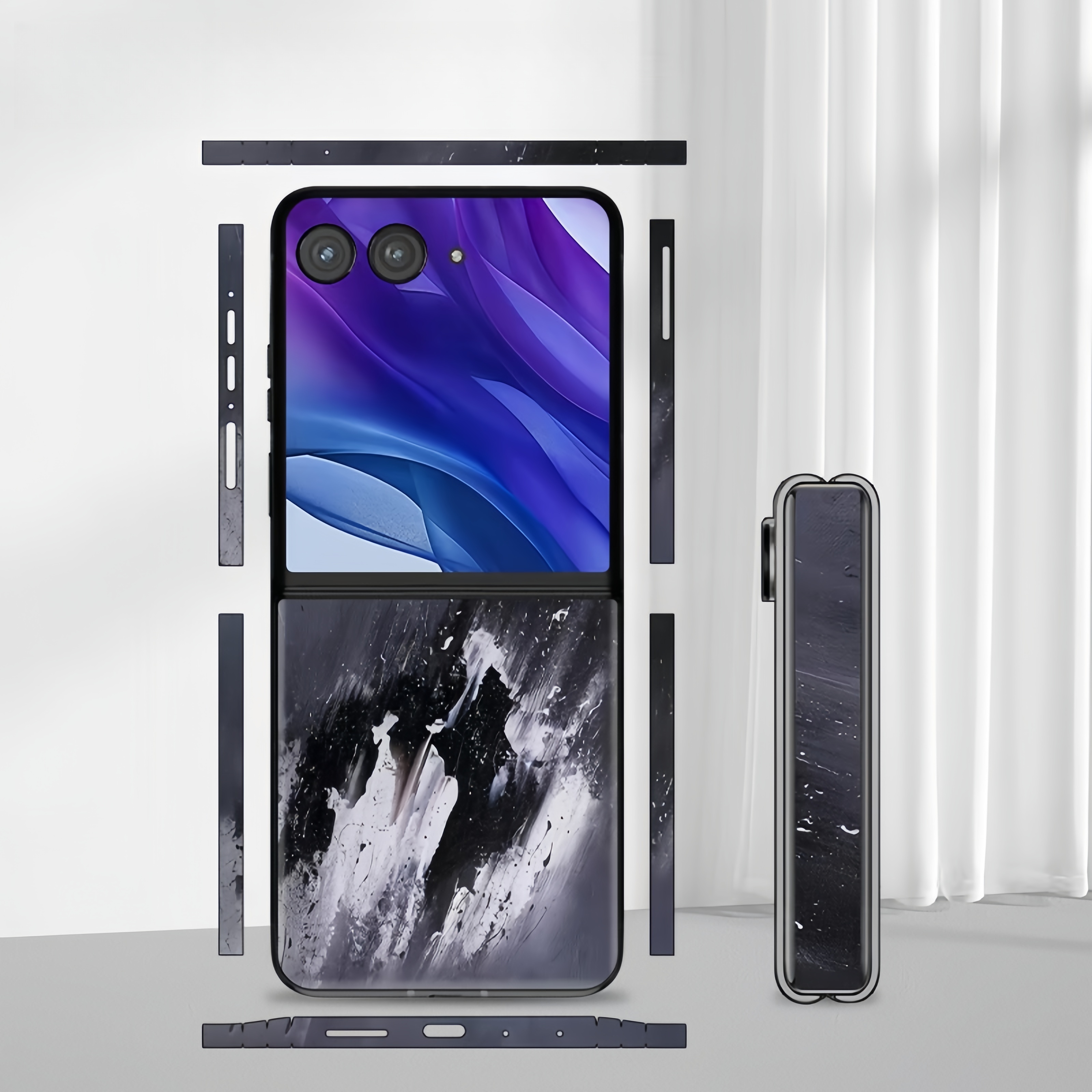 Colorful Anti-Scratch Phone Skin For Motorola Razr 40 50 Ultra Back + Hinge Decal Matte Film For Moto Razr 40 50 Decal Sticker