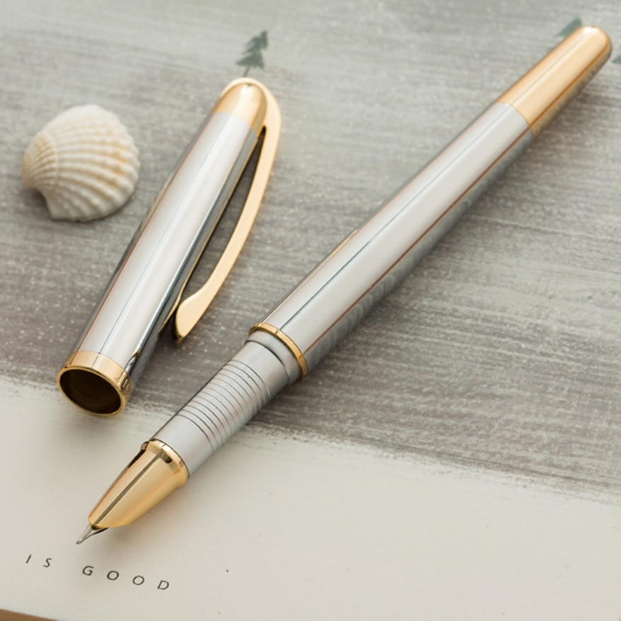 Financiële Tip 0.38Mm Zeer Fijne Vulpen Jinhao 606 Metalen Inkt Pen Voor School Briefpapier
