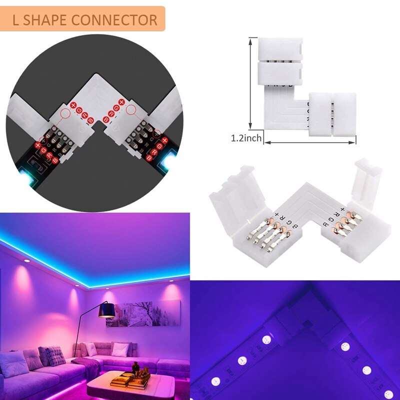 Led Strip Connector Kit 4-Pin Connector 10 Mm Solderless Connector Compleet Kit Geschikt Voor Led Strip Quick Connection