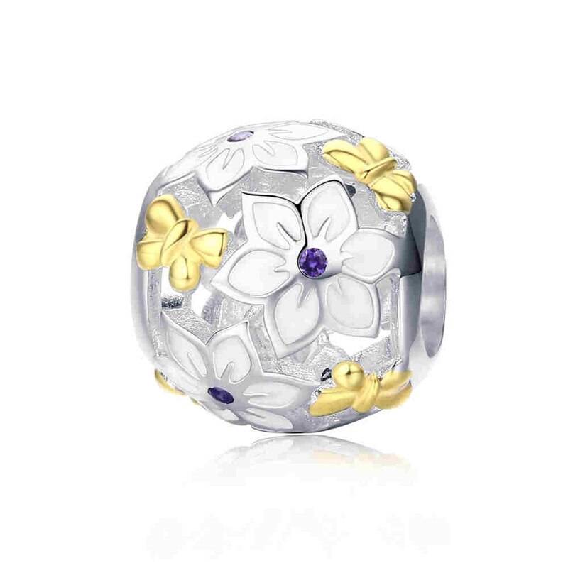 Abalorios de corazón luminoso y dorado de BAMOER 100% Plata de Ley 925, pulsera con abalorio, pulsera de del Día de San Valentín S925 SCC537: SCC546