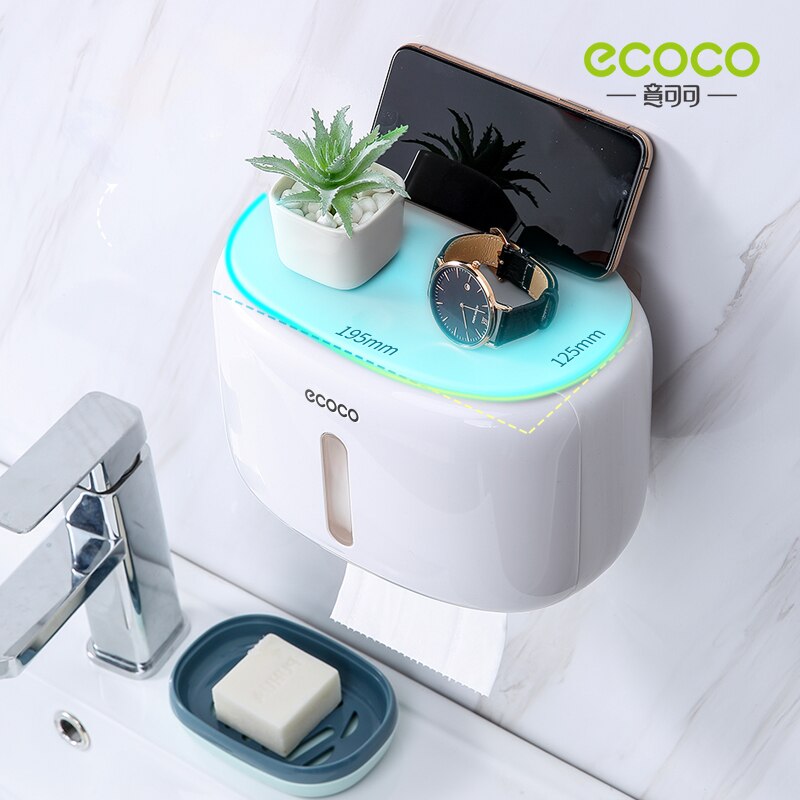 ECOCO Wall Mounted Waterproof Toilet Paper Holder Shelf Multifunctional Storage Box for Toilet Paper Bathroom Toilet Accessories