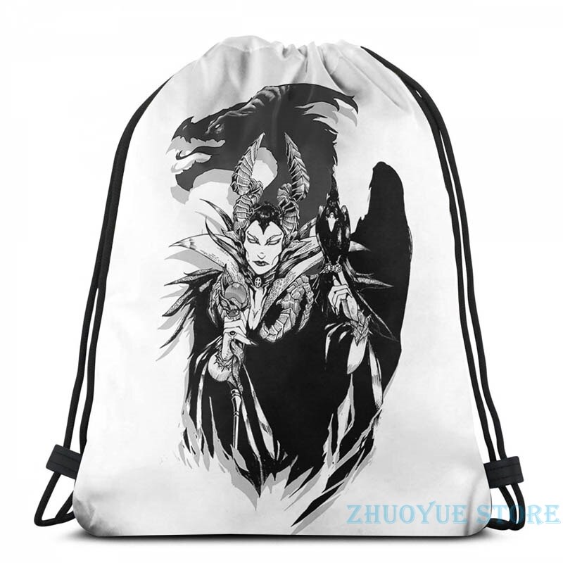 Mochila con estampado gráfico maléfica, mochila con carga USB para hombre, mochilas escolares para mujer, bolsa de viaje para ordenador portátil: Drawstring Bag