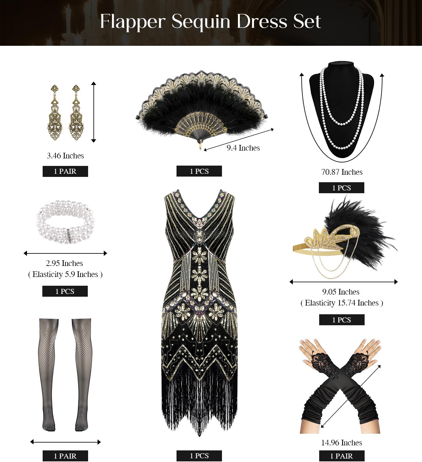 1920er-Jahre-Flapper-Kleider für Damen, Fransen-Pailletten, tolles Gatsby-Kleid für Damen mit 20er-Jahre-Accessoires, Roaring 20s-Kostüm