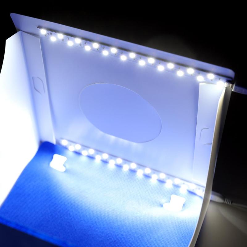 Mini caja de luz plegable para estudio fotográfico, caja de luz plegable para estudio fotográfico, 2LED, caja de luz de 1100LM, iluminación para estudio fotográfico con 6 fondos