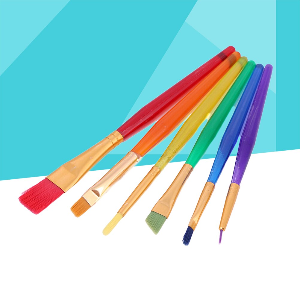 6 Stuks Verschillende Maten Childrens Penselen Kleurrijke Kunstenaar Verf Borstel Set Voor Beginner Kids Schilderen Praktijk Diverse Kleur