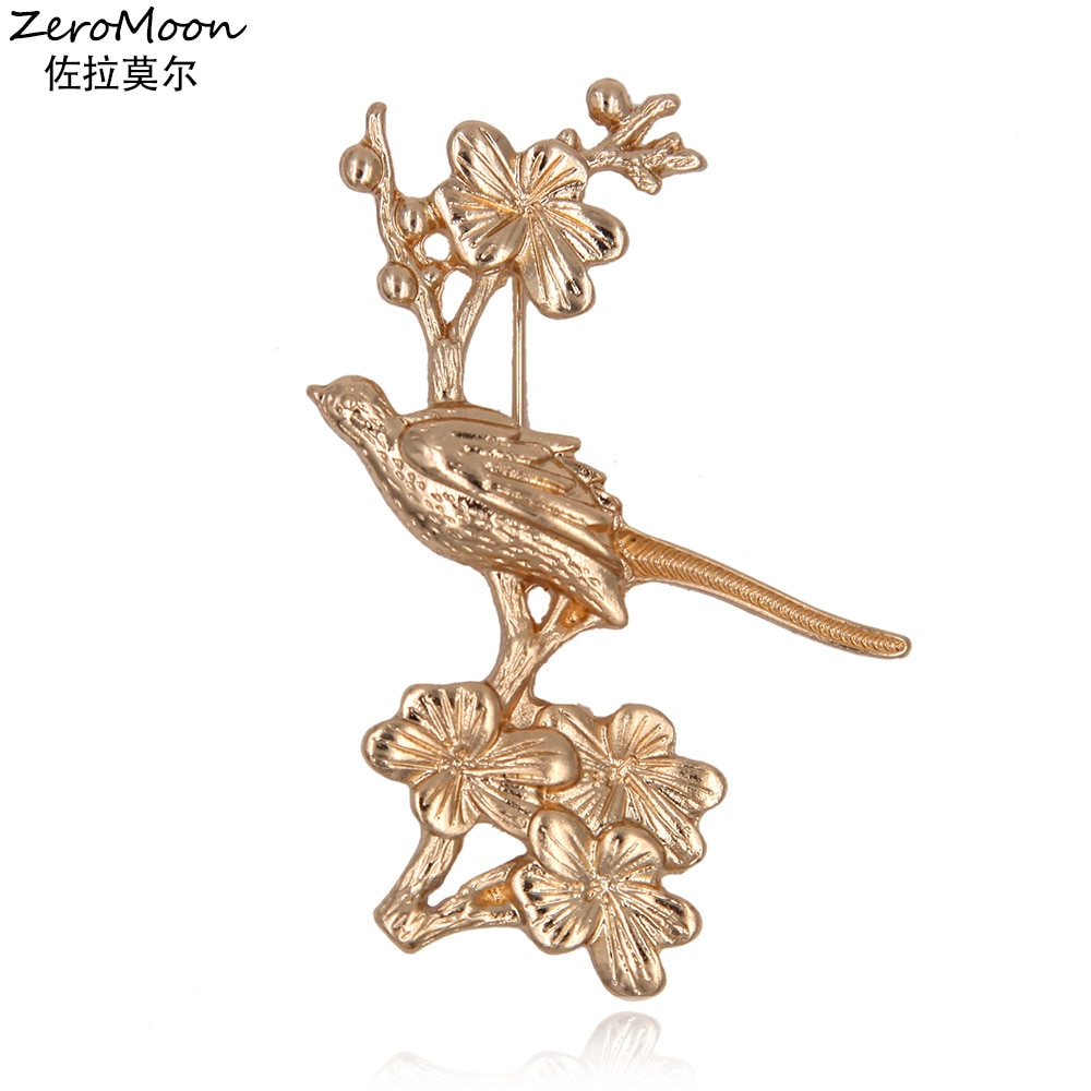 Estilo simples pássaro broche pinos flor de metal animal flor ameixa flor masculino feminino presentes moda jóias acessório