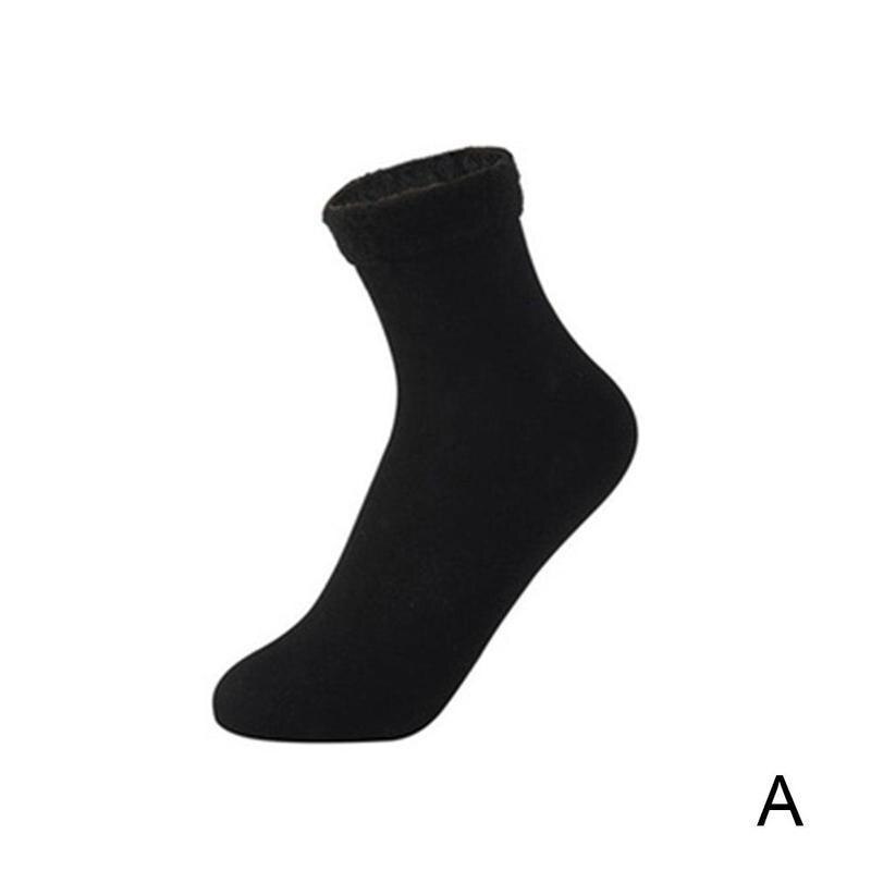 Unisex Winter Warm Thicken Thermal Wool Cashmere Socks Socks Soft Floor Elastic For Women Seamless Warm Men Boots J0F0: Black