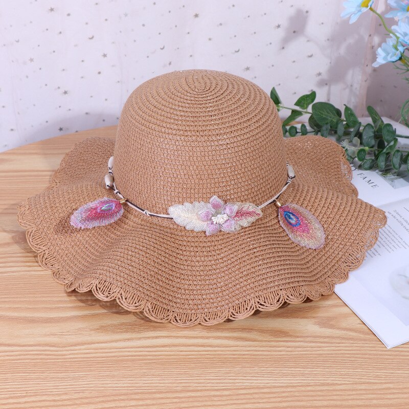 Vrouwen Zomer Hoed 2022 Zonnescherm Strooien Hoed Voor Dames Bloemen Lint Boog Cap Strand Hoed Mode Stro Hoed Uv bescherming Reizen Cap