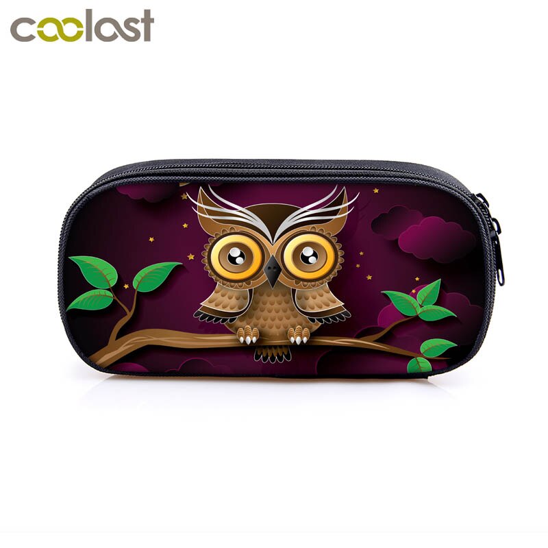 Nuit oiseau hibou imprimer étuis à cosmétiques porte-crayons femmes sac de maquillage filles papeterie sac école étui boîte à crayons fournitures scolaires