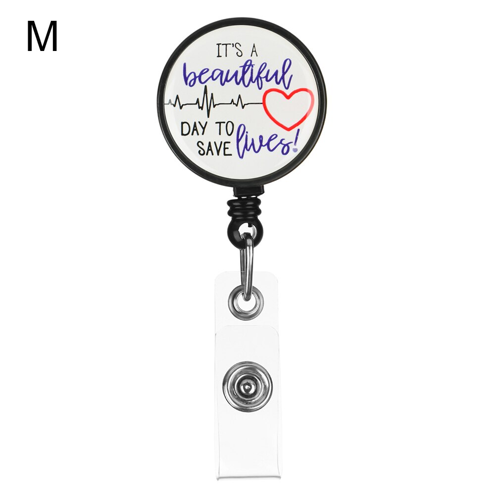 1Pcs Intrekbare Verpleegkundige Badge Houder Grappige Reel Werk Tag Met Alligator Clip Naam Card Plaat Id Card Houders kantoorbenodigdheden: M