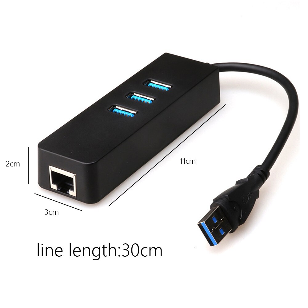 10/100/1000Mbps USB 3.0 3 Ports Gigabit Ethernet Lan RJ45 Network Adapter Hub for Windows 7/8 MAC OS Linux