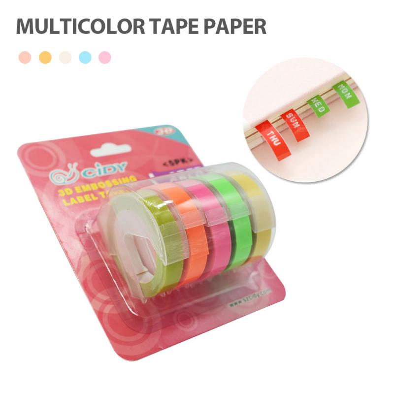 ! 5pcs/set Multicolor Dymo 3D 6/9/12mm Embossing Label Tape Compatible Dymo 1610/12965/1540/1880 For Motex E101 Label Makers